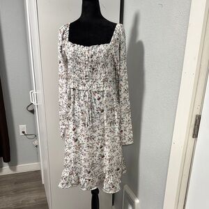 Chic Long Sleeve Floral Dress
